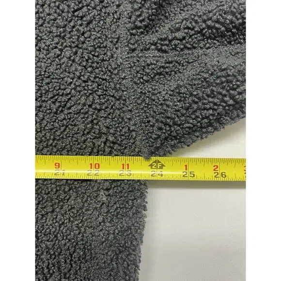 American Eagle Size M Oversized Boxy Teddy Sherpa Sweatshirt Crop Dark Gray - Picture 5 of 10